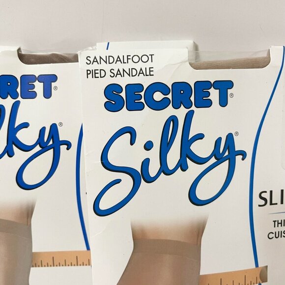 Secret Silky Sandalfoot Panty Thigh & Tummy Slimmers Nude Size D Lot of 2 - Picture 6 of 11